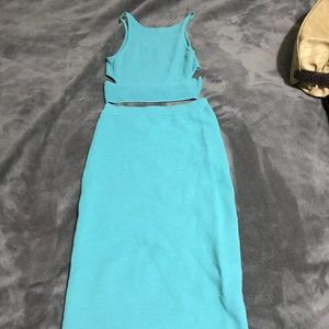 Aqua blue two piece dress
